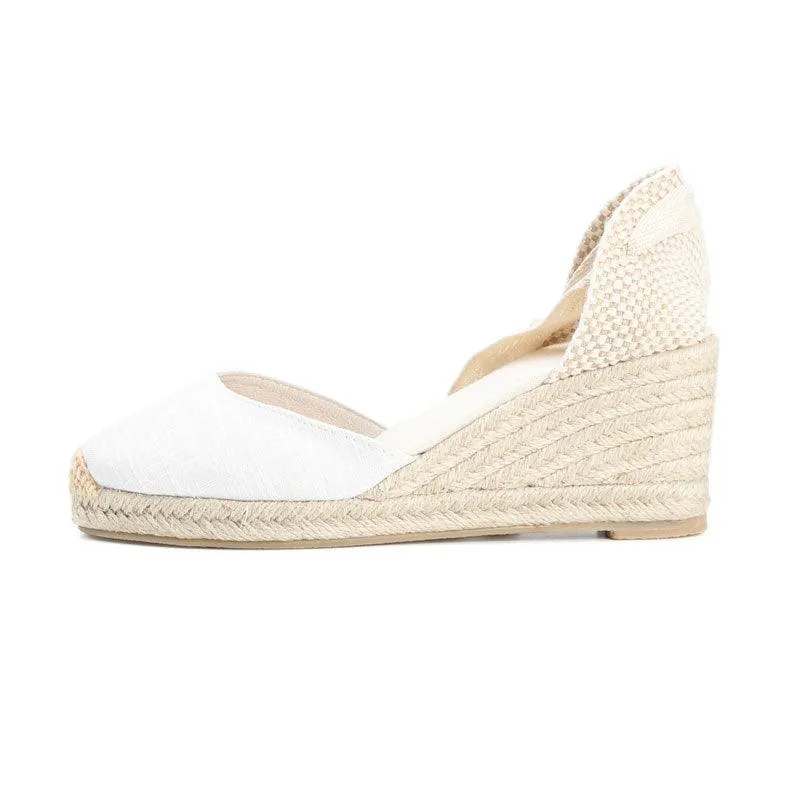 Hemp Rope Straw Sandals Sponge Cake Thick-soled Wedges With Baotou Linen