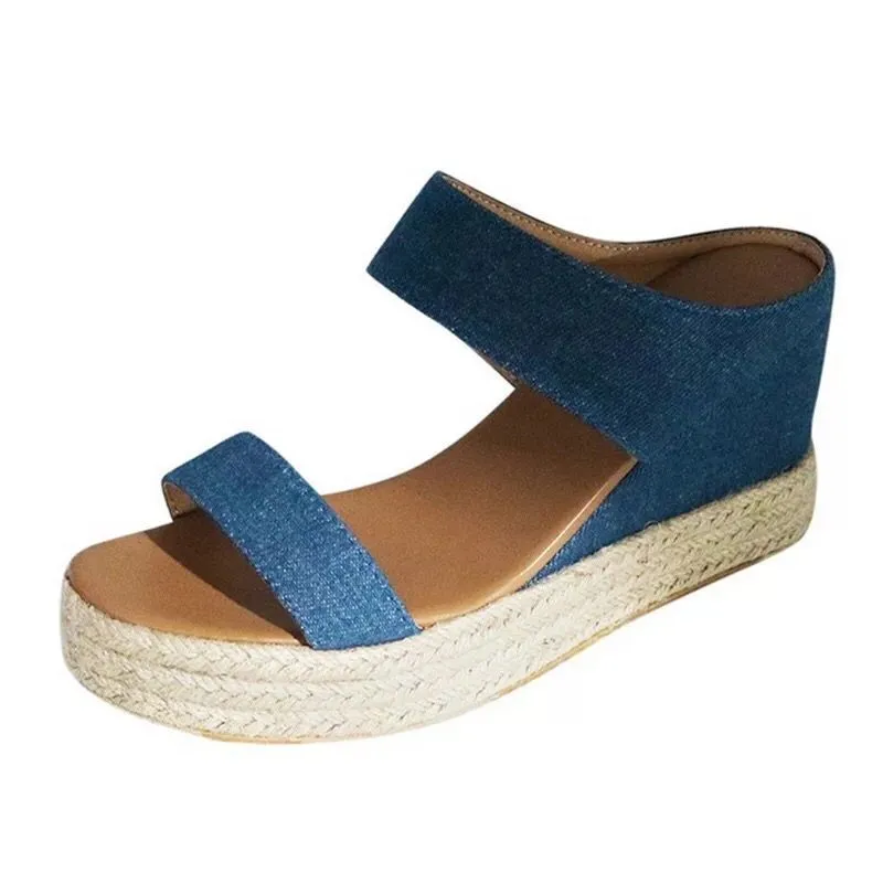 Hemp Rope Wedge Fish Mouth Women's Sandals