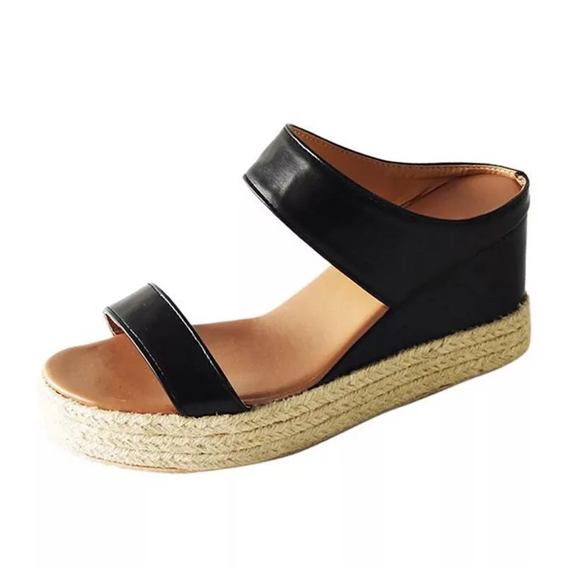 Hemp Rope Wedge Fish Mouth Women's Sandals