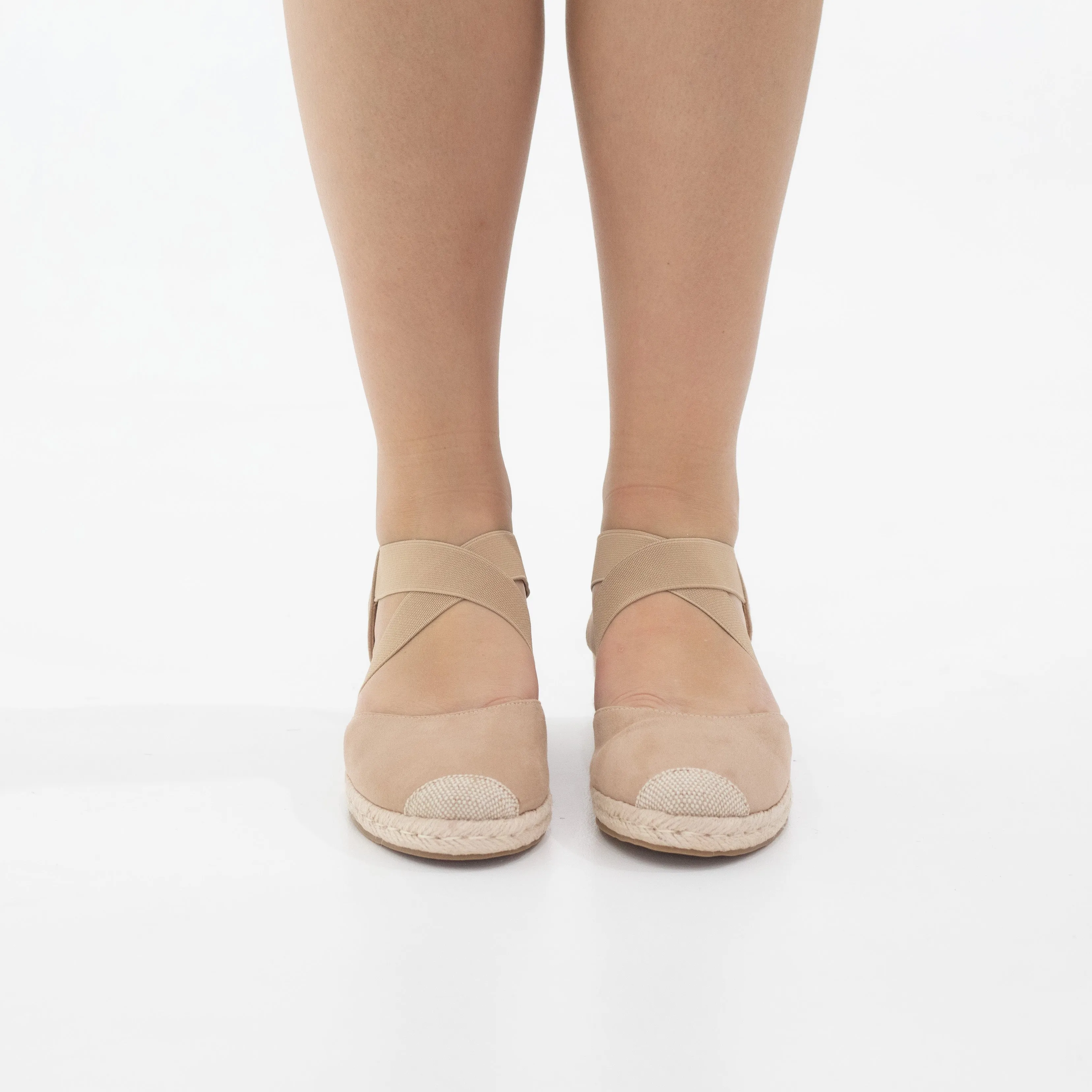 Hype 5.5cm wedge espadrille with elastic camel