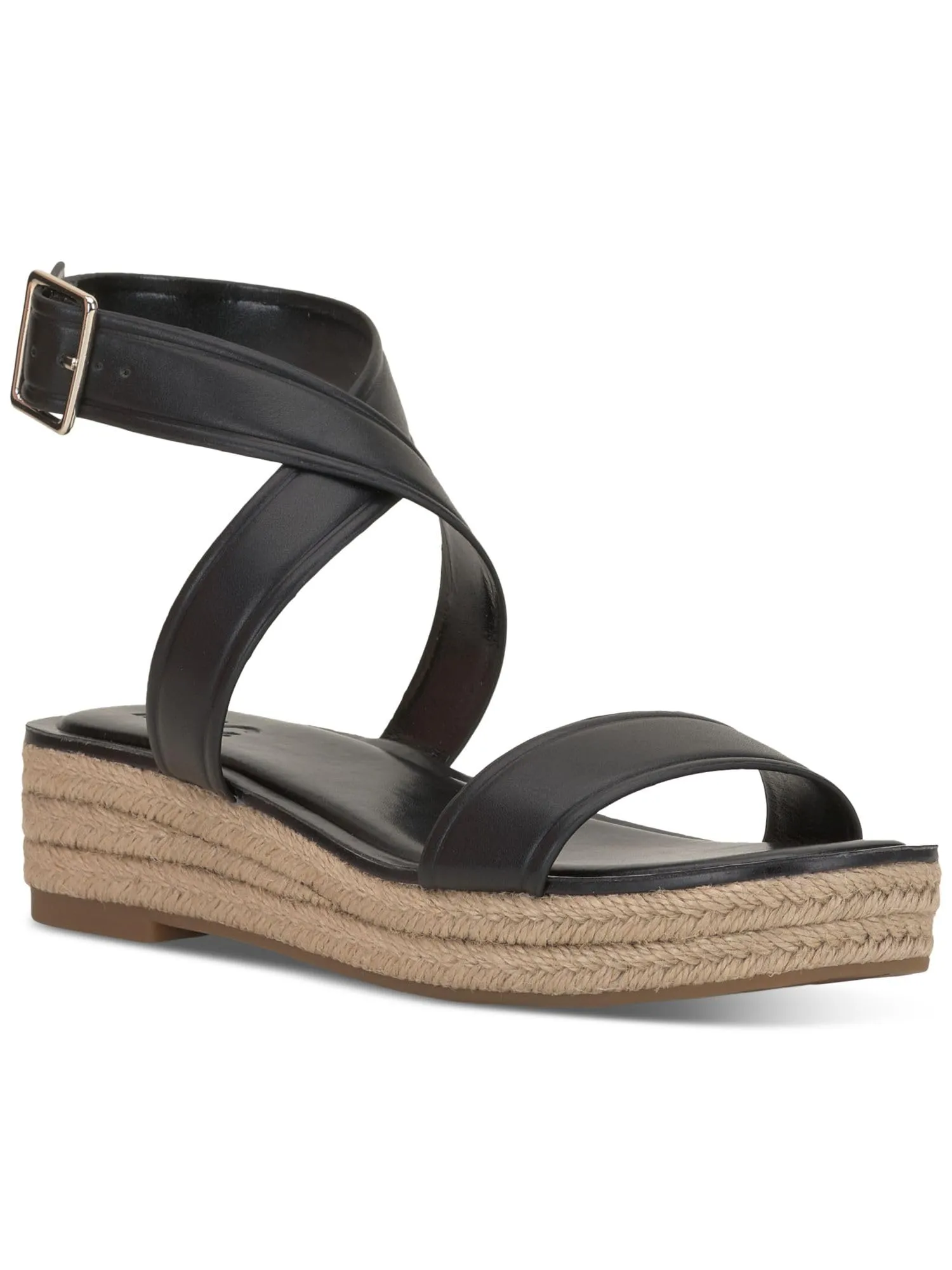 INC Womens Havilah Espadrille Platform Sandals Black 6.5 Medium (B,M)
