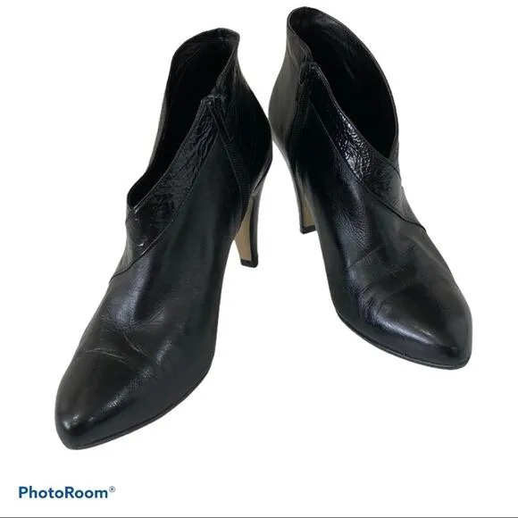 Jonak Paris Black Leather Heels Booties