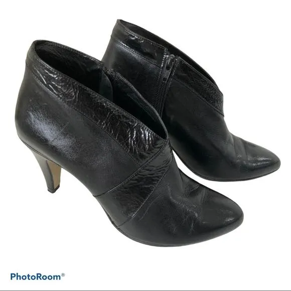 Jonak Paris Black Leather Heels Booties