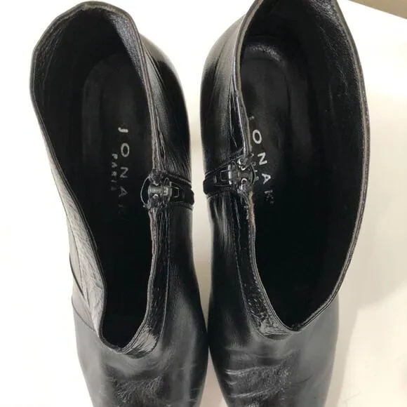 Jonak Paris Black Leather Heels Booties