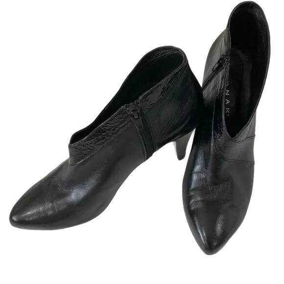 Jonak Paris Black Leather Heels Booties