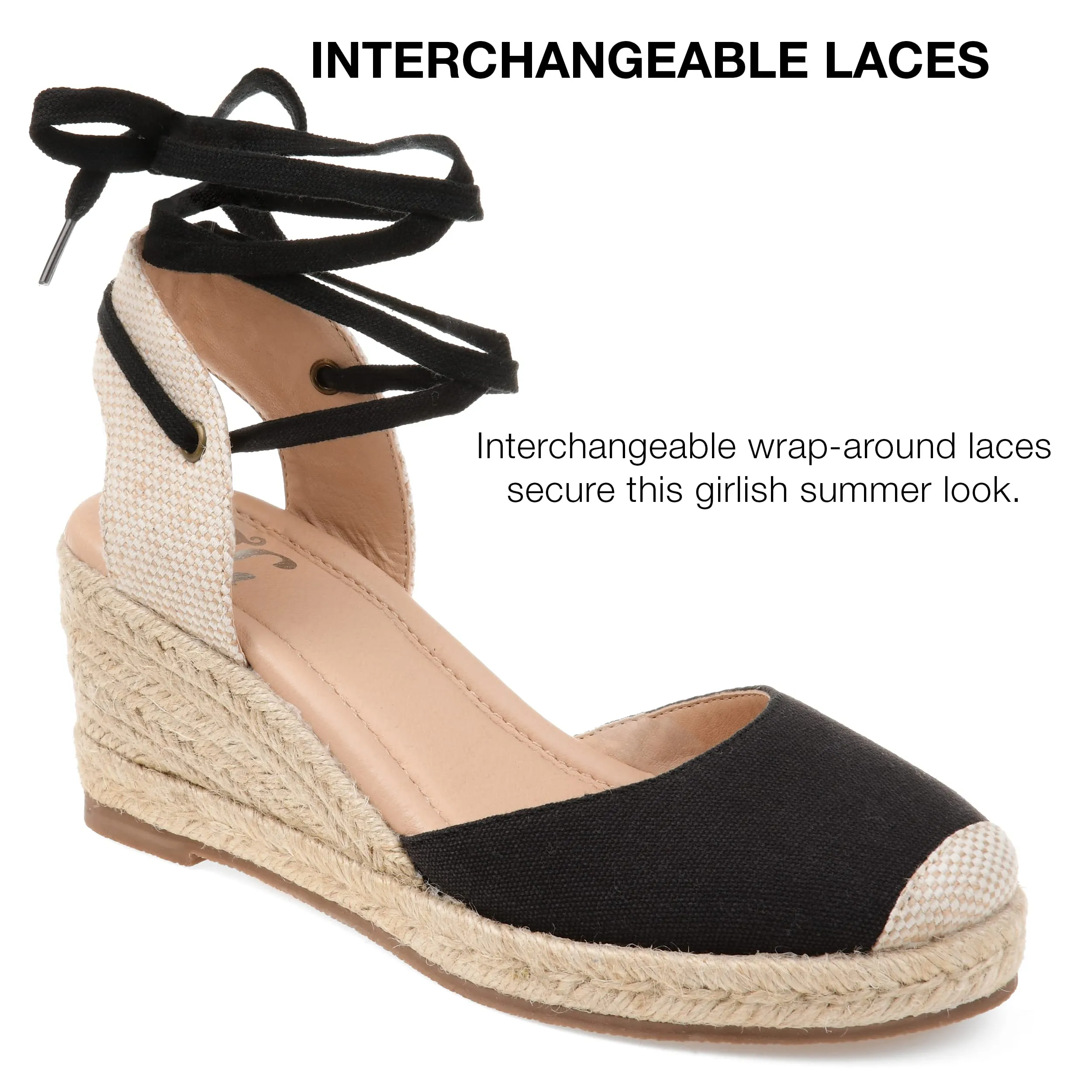 Journee Collection Women's Monte Tru Comfort Foam Width Wedge Heel Espadrille Sandals Black - Size - 7.5 Wide