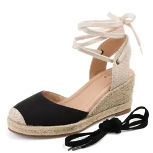 Journee Collection Women's Monte Tru Comfort Foam Width Wedge Heel Espadrille Sandals Black - Size - 7.5 Wide