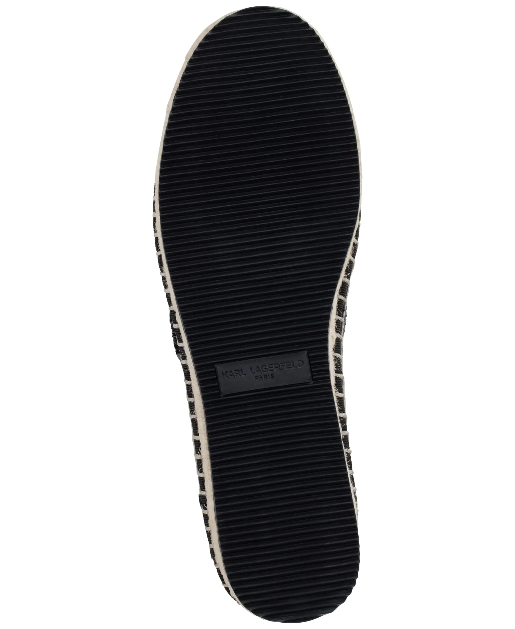 Karl Lagerfeld Paris Women's Michaela Slip On Embellished Flat Espadrille Platform, Black, 8.5