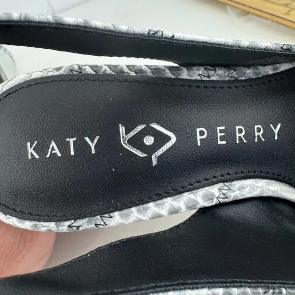 KATY PERRY THE HOLLOW HEEL SLINGBACK PUMPS IN BLACK WHITE MULTI NWOB SIZE 5.5M
