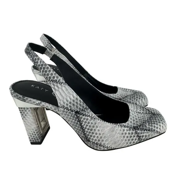 KATY PERRY THE HOLLOW HEEL SLINGBACK PUMPS IN BLACK WHITE MULTI NWOB SIZE 5.5M