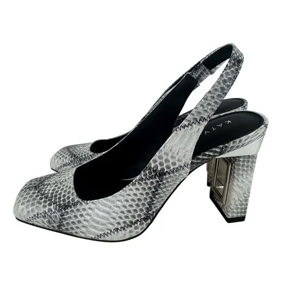 KATY PERRY THE HOLLOW HEEL SLINGBACK PUMPS IN BLACK WHITE MULTI NWOB SIZE 5.5M