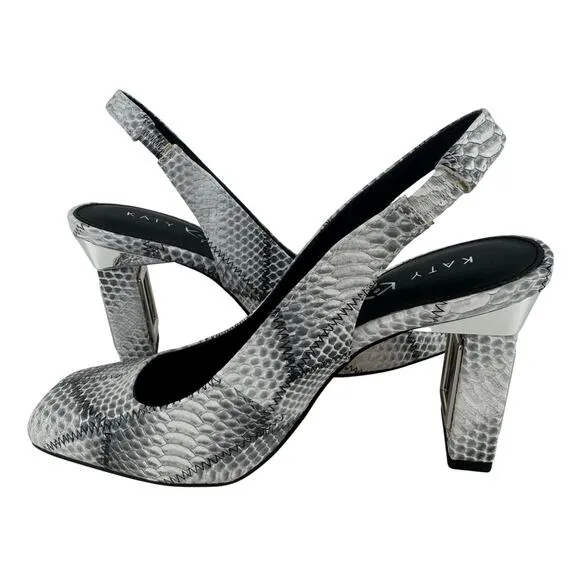 KATY PERRY THE HOLLOW HEEL SLINGBACK PUMPS IN BLACK WHITE MULTI NWOB SIZE 5.5M