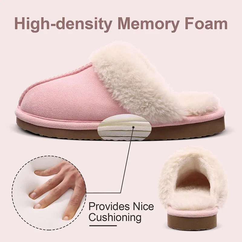 Kidmi Winter Women Fuzzy Slippers Classic Brand Fluffy House Shoes Indoor Warm Suede Cozy Slippers Casual Non-slip Cotton Shoes