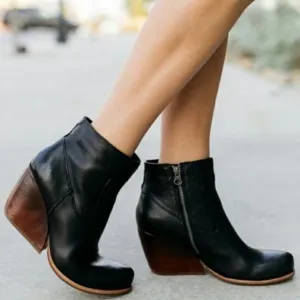 Korks Kork-Ease Gemini V Black Leather Ankle Boots Booties Size 6
