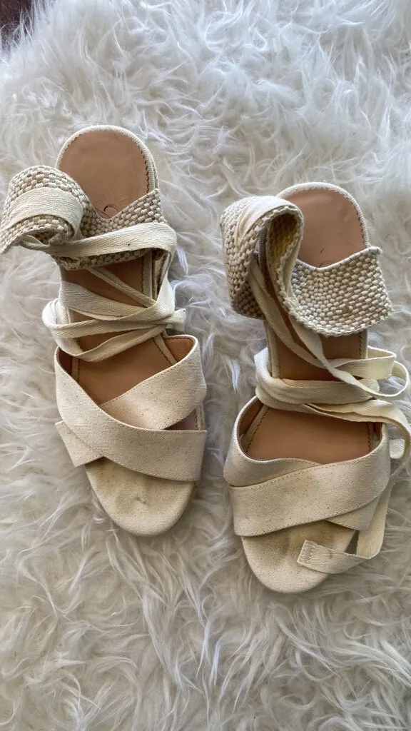 Lace Up Espadrille Wedges