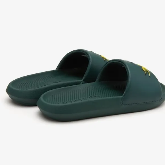 LACOSTE men’s GREEN MULTICOLORED EMBROIDERED LOGO - Croco Slides
