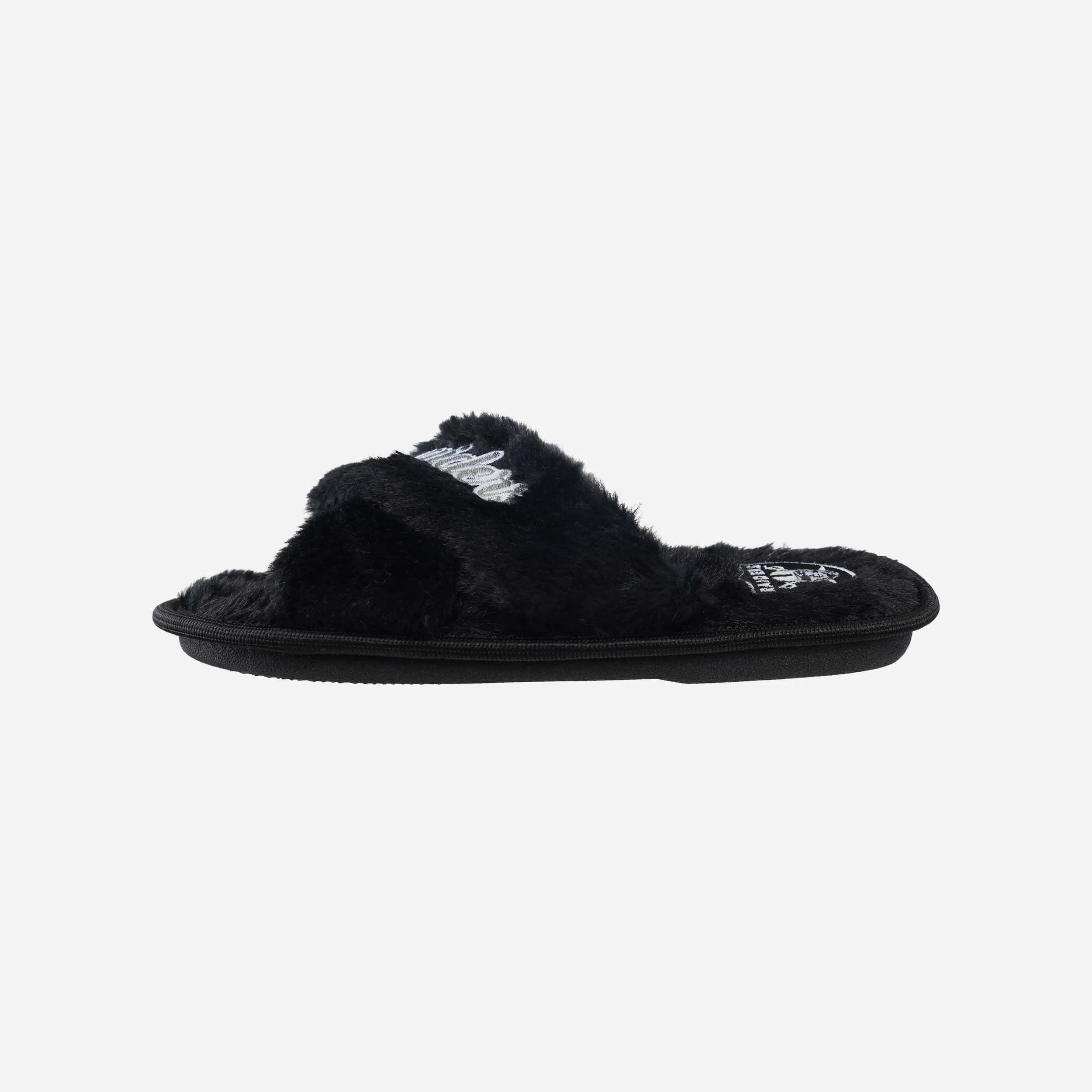 Las Vegas Raiders Womens Script Wordmark Fur Cross Slide