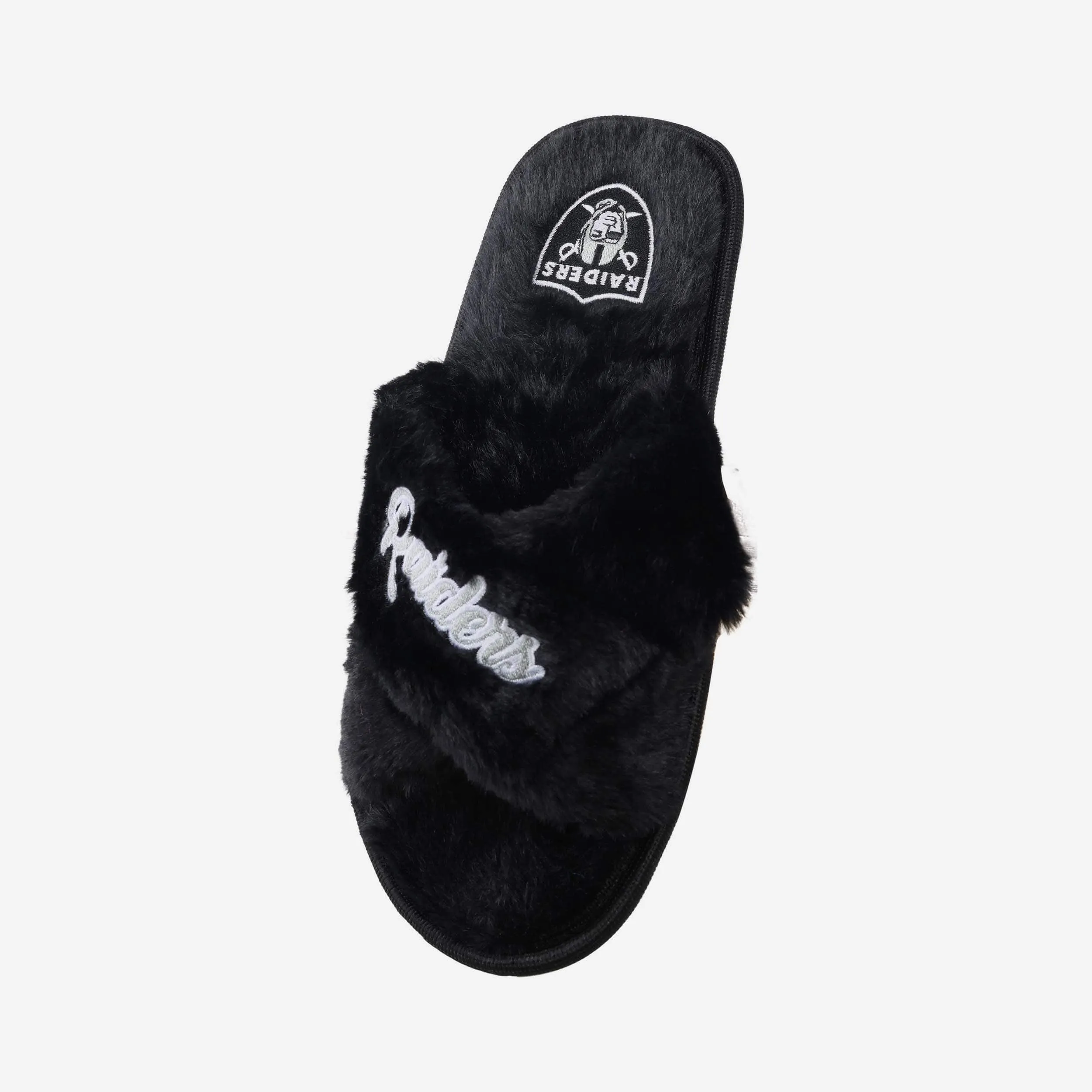 Las Vegas Raiders Womens Script Wordmark Fur Cross Slide
