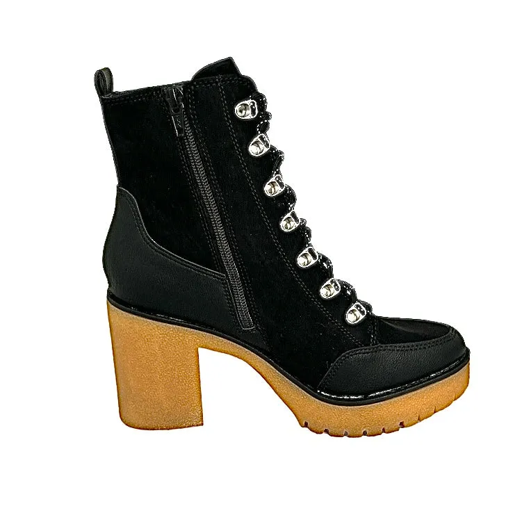 LENNONN Women's Lace-Up Block Heel Booties