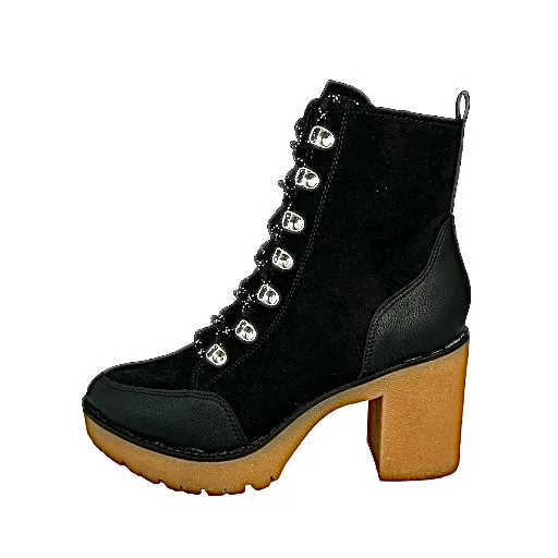 LENNONN Women's Lace-Up Block Heel Booties