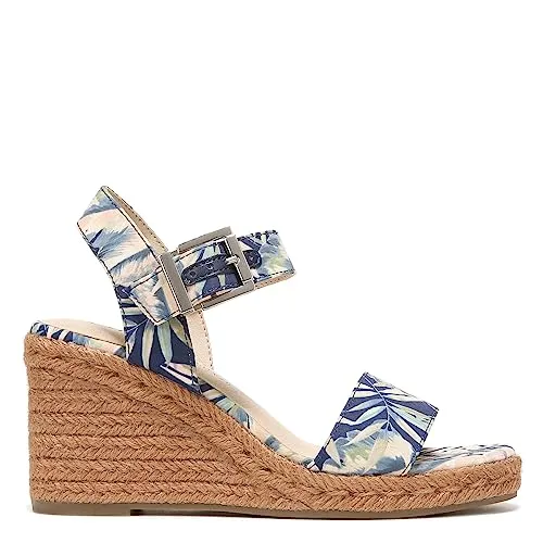 LifeStride Womens Tango 2 Espadrille Wedge Sandal Navy Floral 11 W