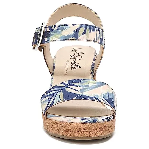 LifeStride Womens Tango 2 Espadrille Wedge Sandal Navy Floral 11 W
