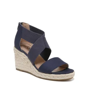 LifeStride Womens Thrive Strappy Espadrille Wedge Sandal, Lux Navy, 8.5 Wide US