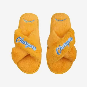 Los Angeles Chargers Womens Script Wordmark Fur Cross Slide