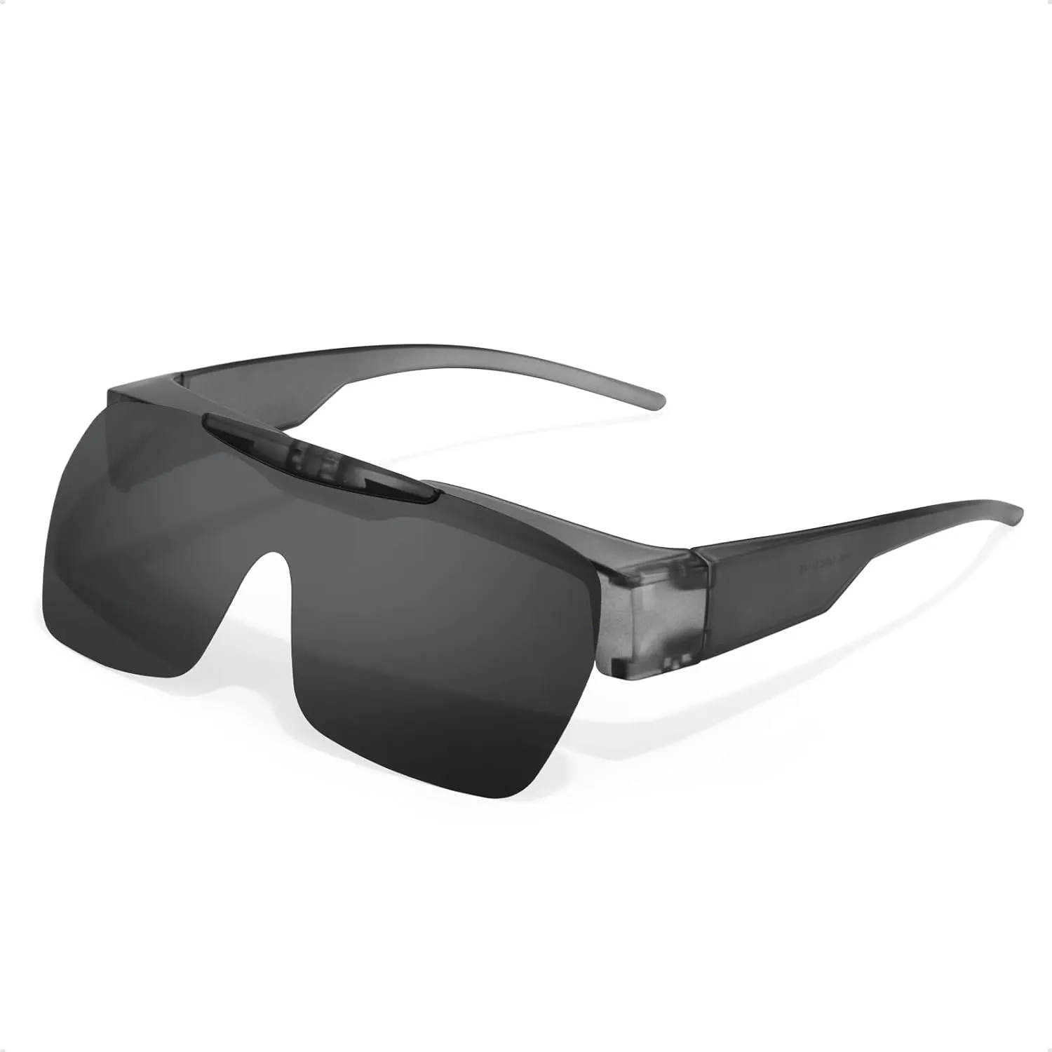 LVIOE Polarized Flip Up Sunglasses Fit Over Prescription Glasses for Men Women Wrap Around Shades for Driving LS836