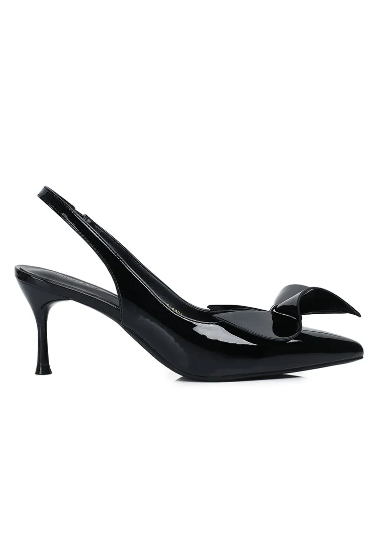 Maeve Patent Slingback Heels With Bow (Black)