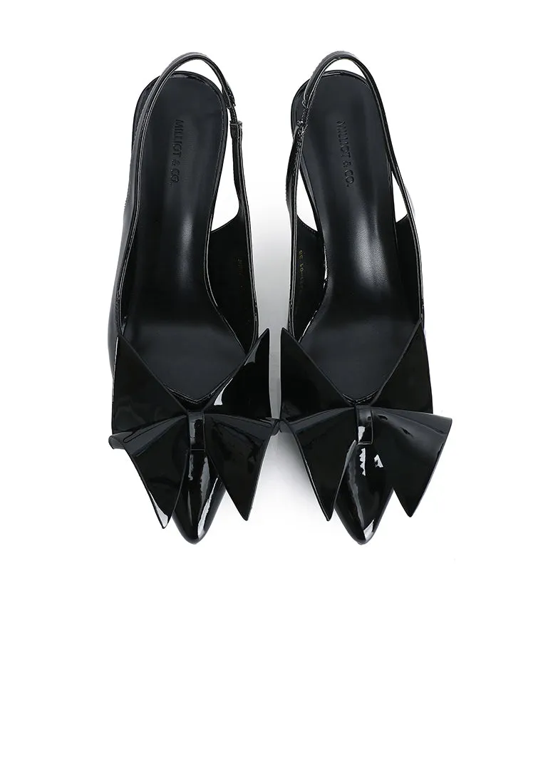 Maeve Patent Slingback Heels With Bow (Black)