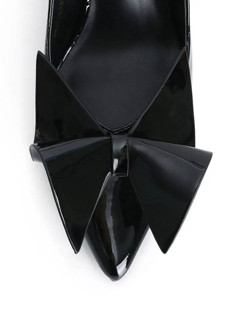 Maeve Patent Slingback Heels With Bow (Black)