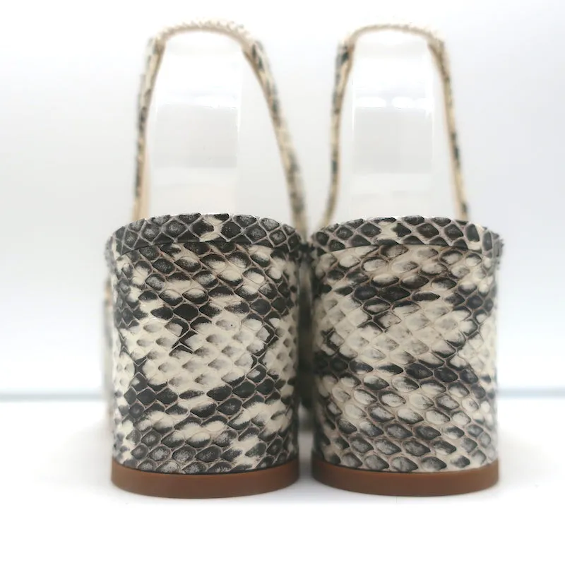 Manolo Blahnik Allurasa Slingback Pumps Cream Snakeskin Size 38.5 NEW