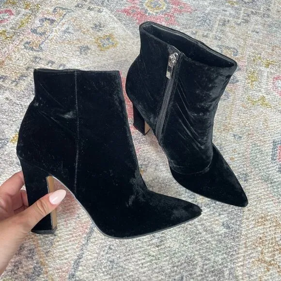Mark Fisher Mayae Women's Black Velvet Pointed Toe Ankle Booties Size 6