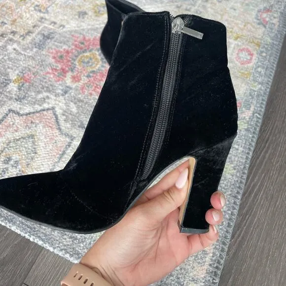 Mark Fisher Mayae Women's Black Velvet Pointed Toe Ankle Booties Size 6