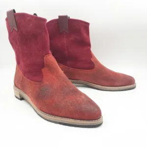 MATT BERNSON Cassidy Western Rustic Burgundy Suede Ankle Boots Mens 9.5