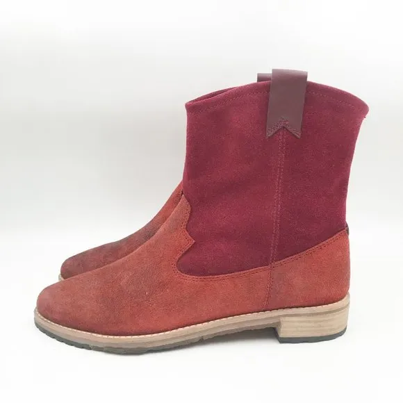 MATT BERNSON Cassidy Western Rustic Burgundy Suede Ankle Boots Mens 9.5