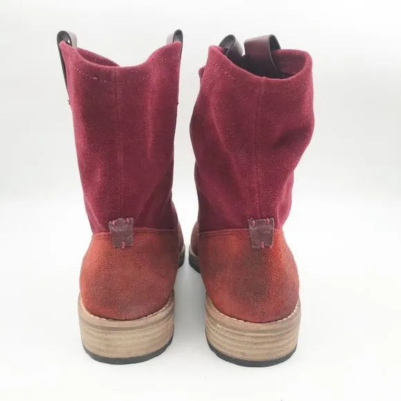 MATT BERNSON Cassidy Western Rustic Burgundy Suede Ankle Boots Mens 9.5