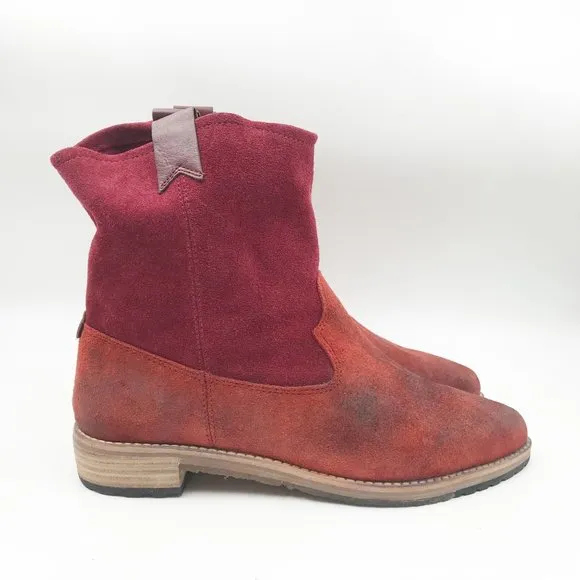 MATT BERNSON Cassidy Western Rustic Burgundy Suede Ankle Boots Mens 9.5
