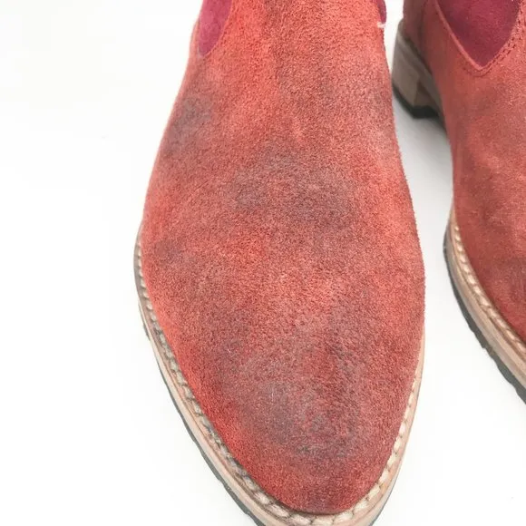 MATT BERNSON Cassidy Western Rustic Burgundy Suede Ankle Boots Mens 9.5