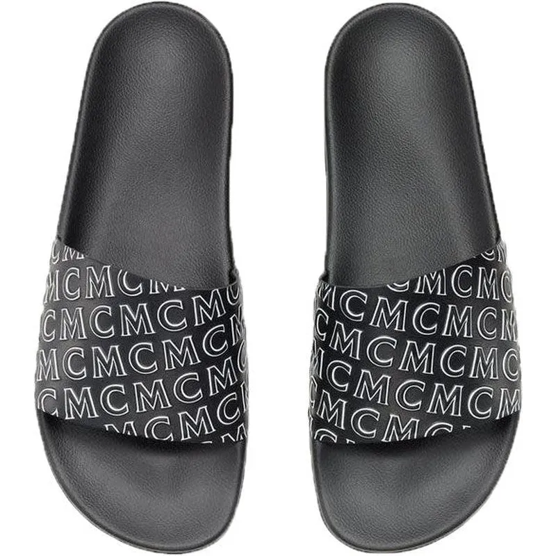 Men's Diagonal Monogram Rubber Slides, Cognac