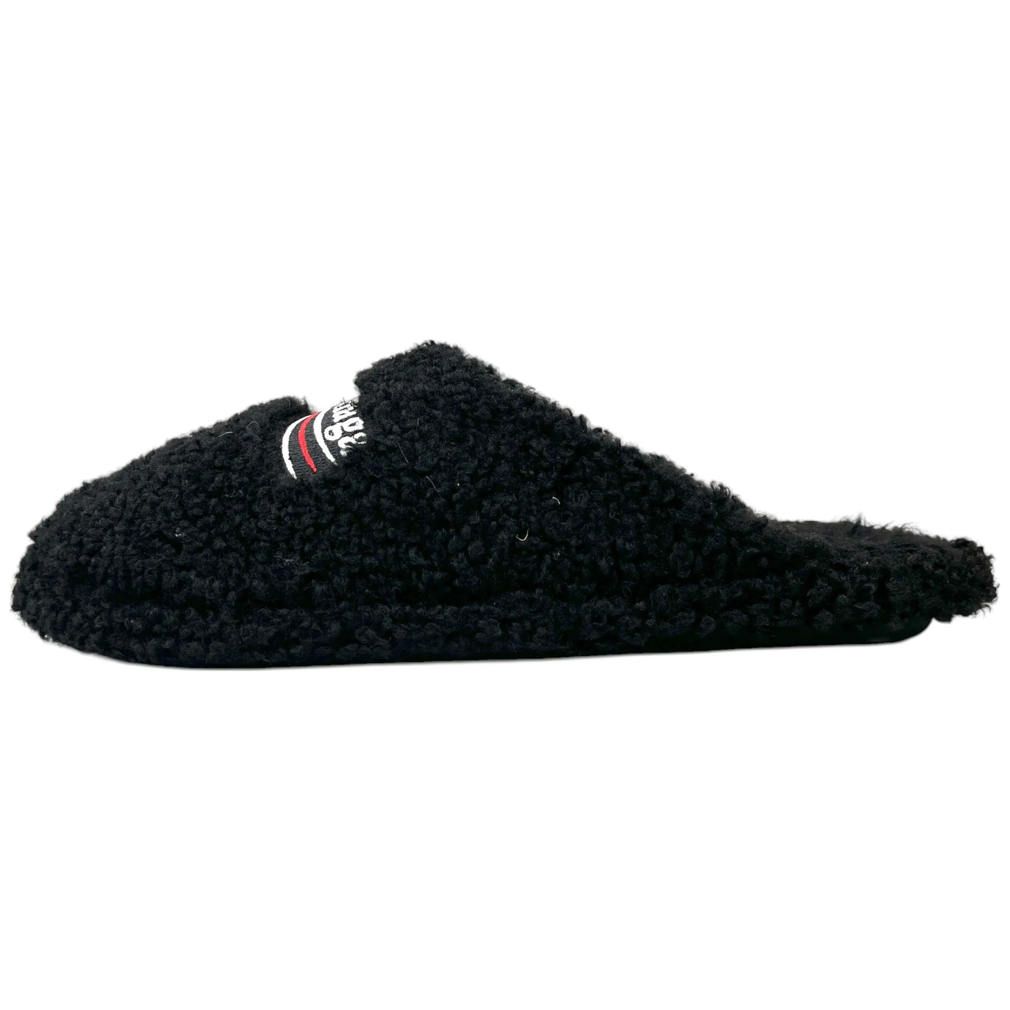 Men's Political Logo Furry Slides Black Size EU 44 / UK 10
