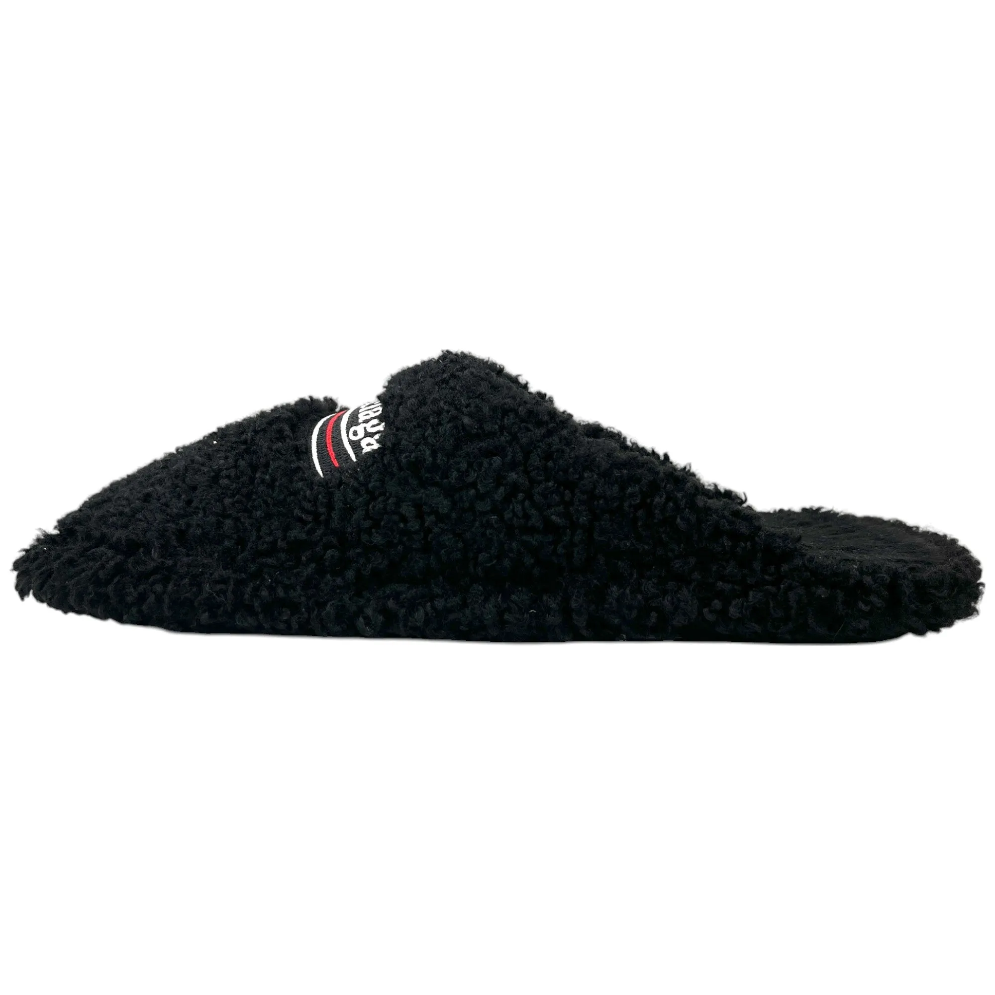 Men's Political Logo Furry Slides Black Size EU 44 / UK 10