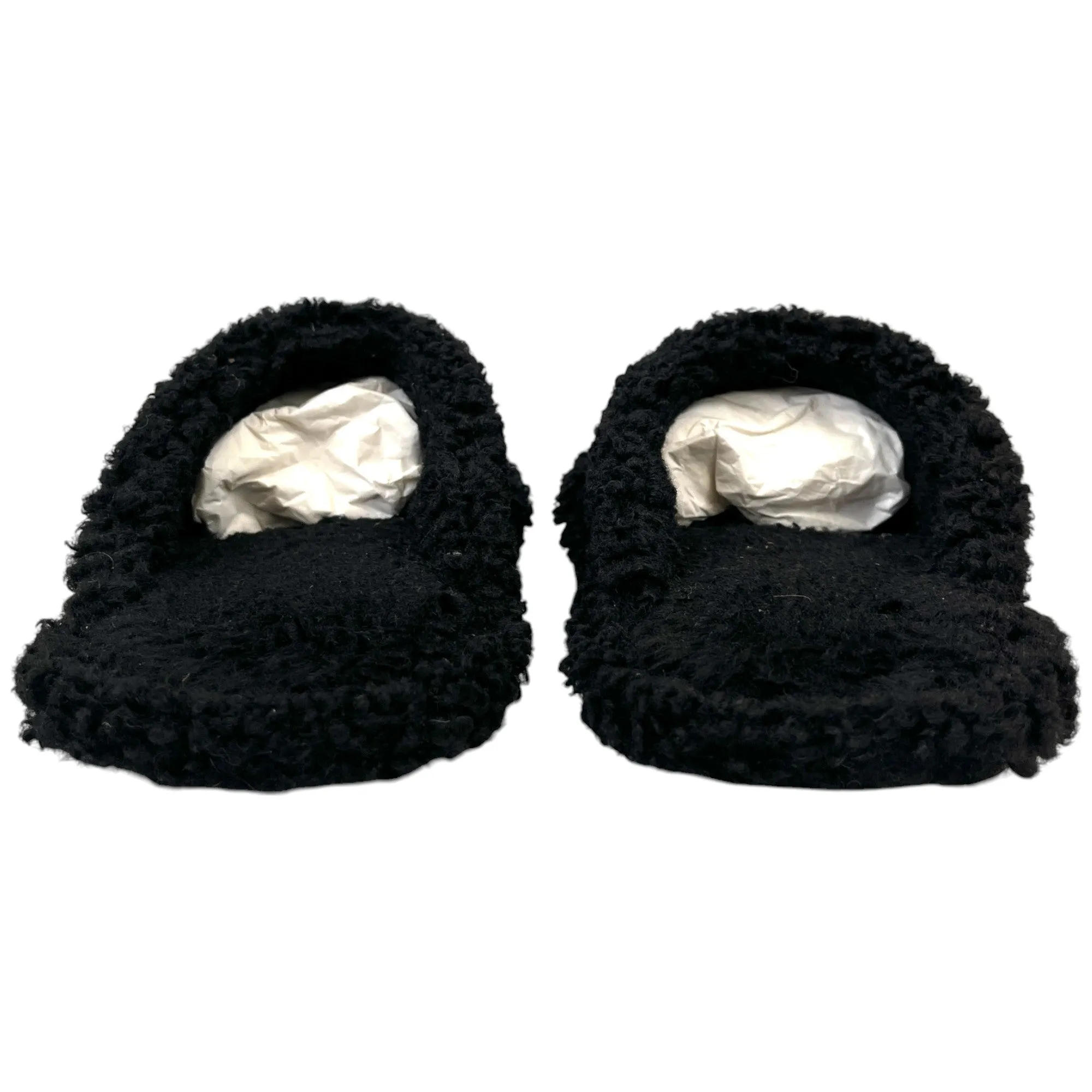 Men's Political Logo Furry Slides Black Size EU 44 / UK 10