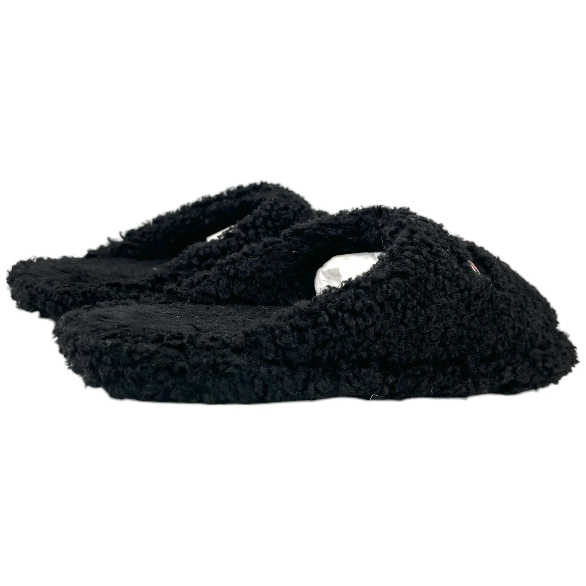 Men's Political Logo Furry Slides Black Size EU 44 / UK 10