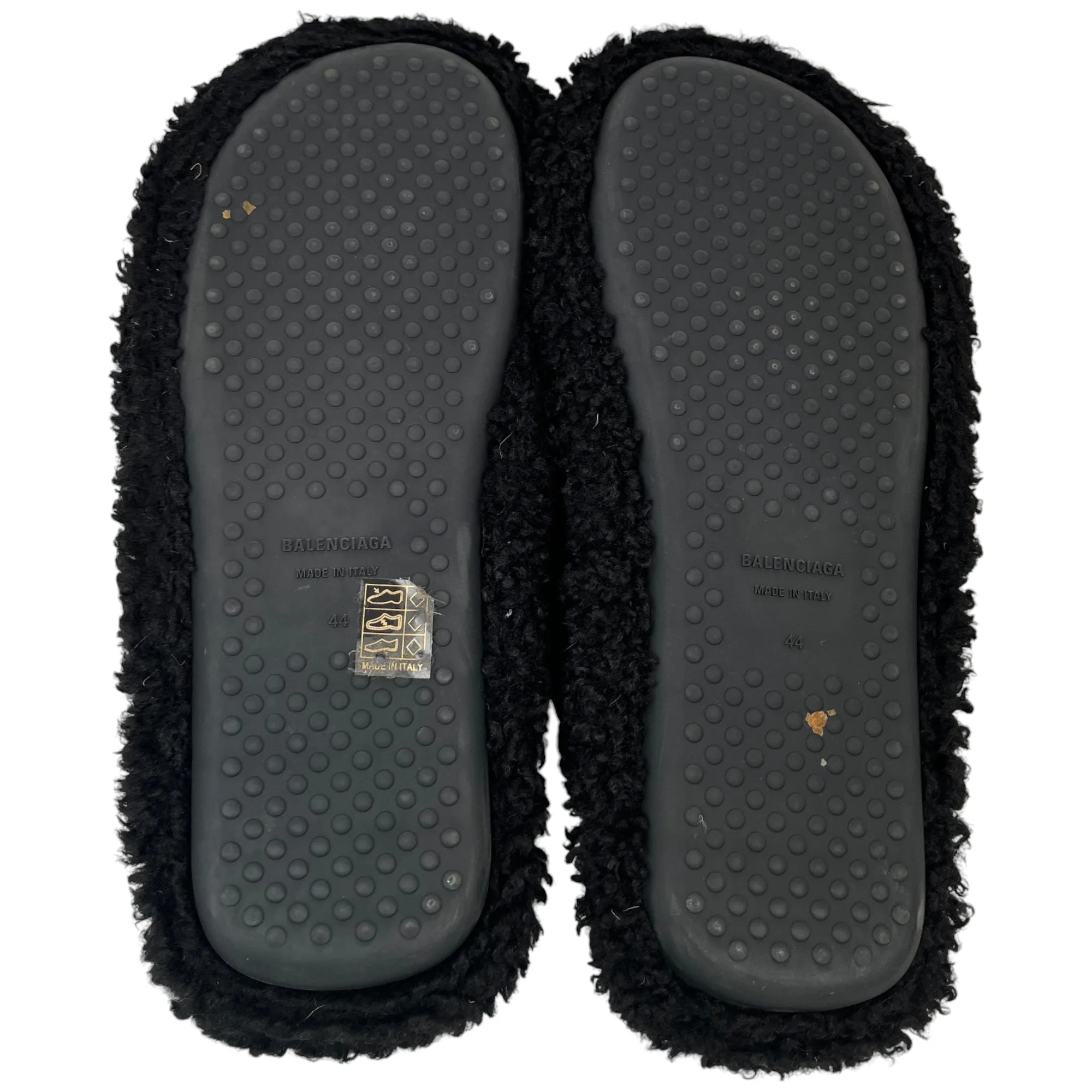 Men's Political Logo Furry Slides Black Size EU 44 / UK 10