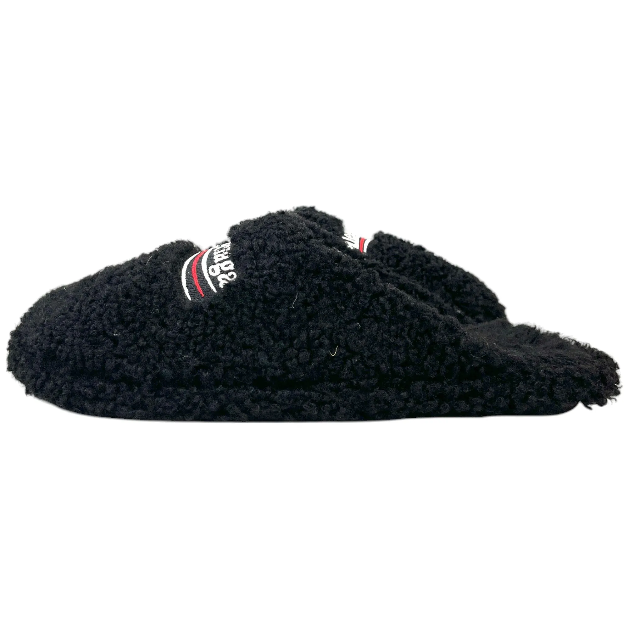 Men's Political Logo Furry Slides Black Size EU 44 / UK 10