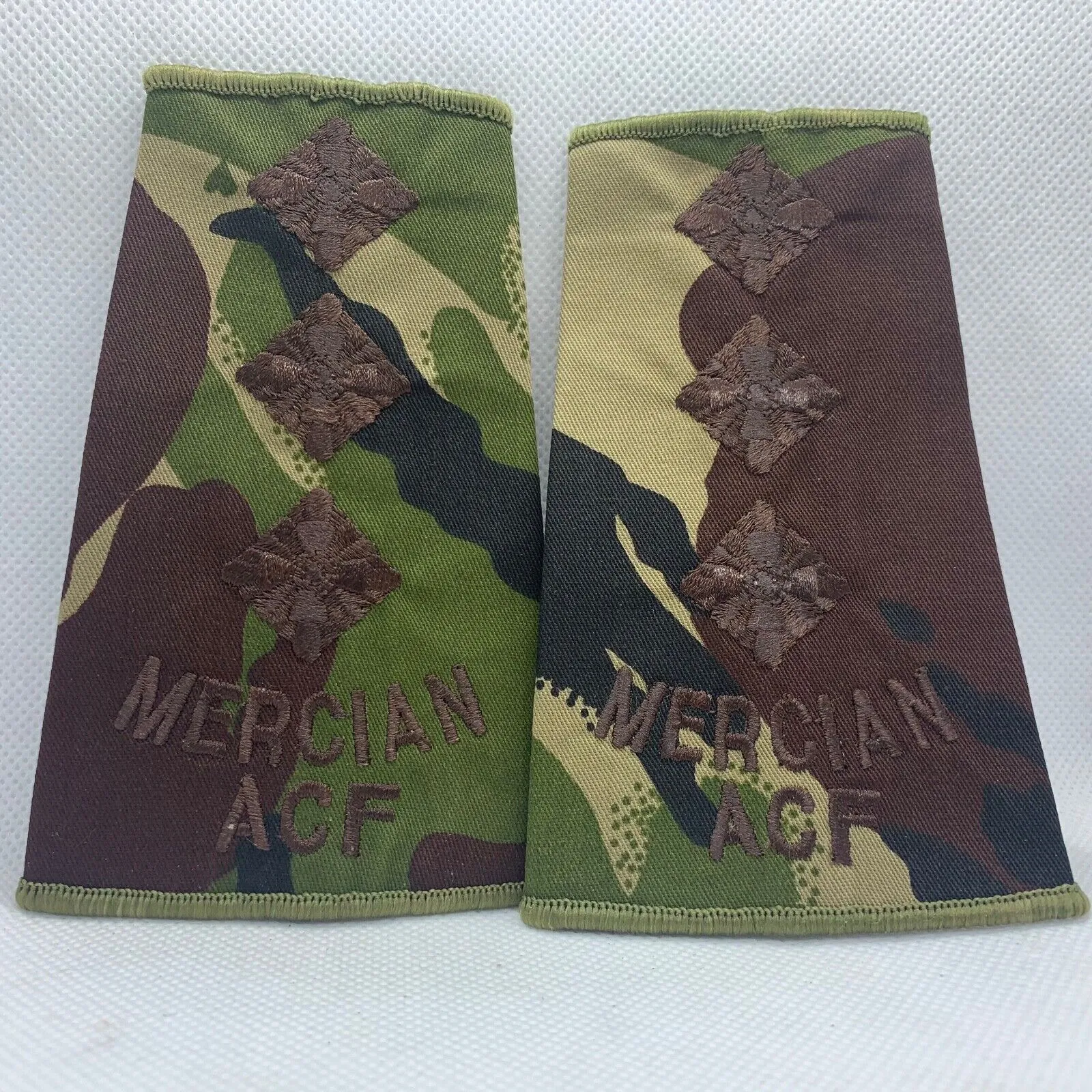Mercian ACF DPM Rank Slides / Epaulette Pair Genuine British Army - NEW