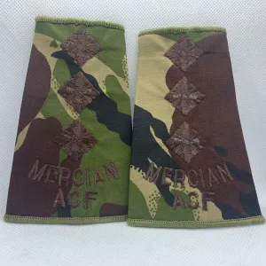 Mercian ACF DPM Rank Slides / Epaulette Pair Genuine British Army - NEW