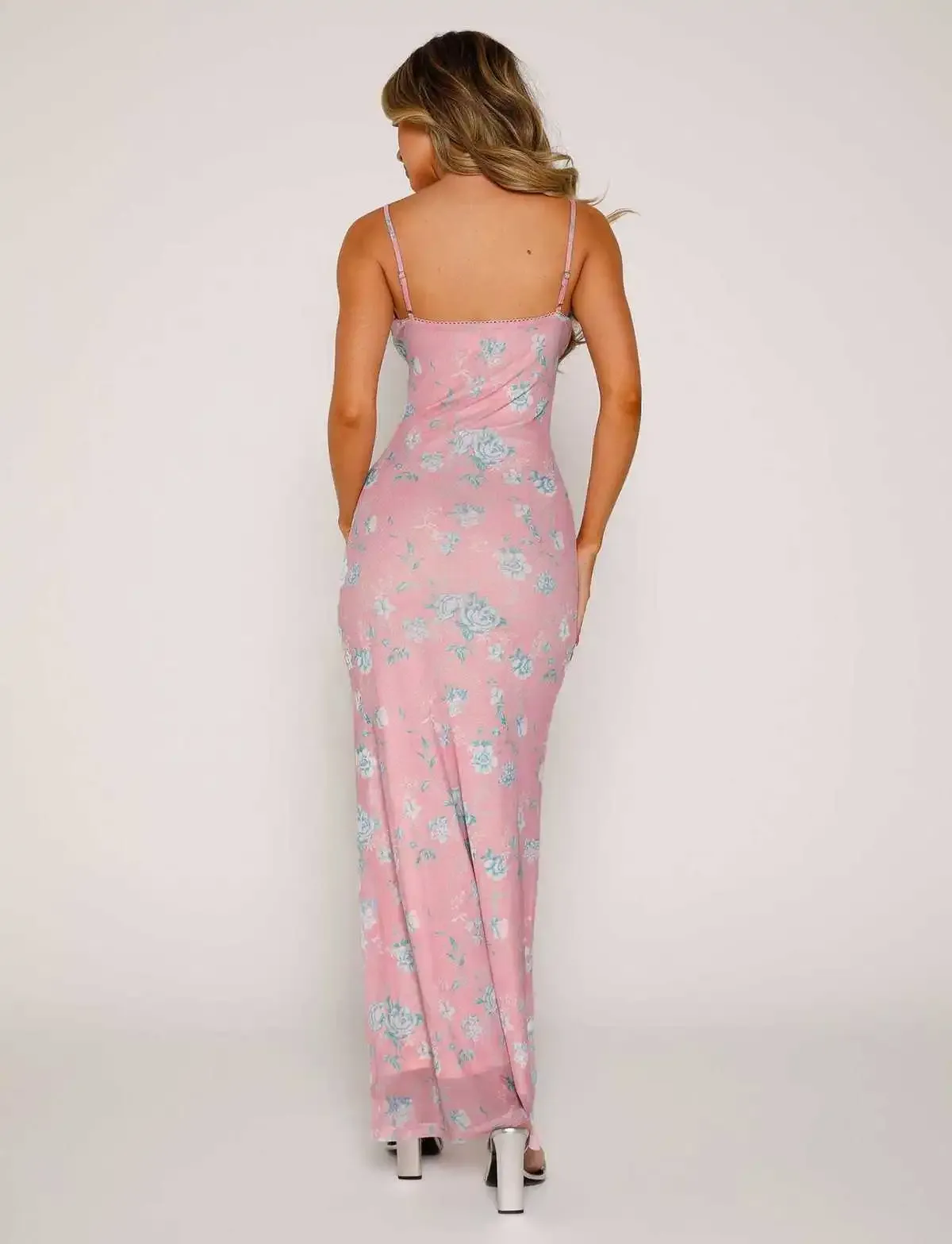 Mia Floral Print Spaghetti Strap Bodycon Maxi Dress